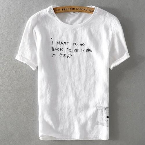 Summer t shirt men linen cotton short sleeve tshirt o-neck Tops&Tee breathable Comfortable slim t-shirt men dropshopping