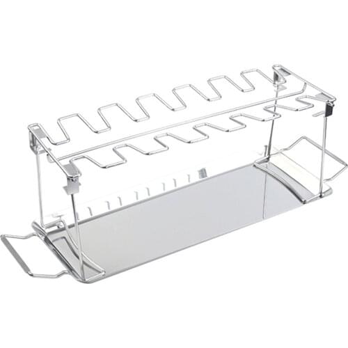 BBQ Beef Chicken Leg Wing Grill Rack 14 Slots Stainless Steel Barbecue Drumsticks Holder Smoker Oven Roaster Stand with Drip Pan