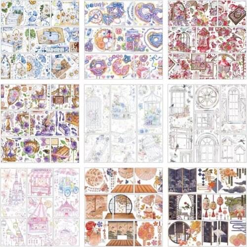 Vintage Flower Collection2 PET Tape for Card Making Bullet Journal DIY Scrapbooking Decorative Sticker