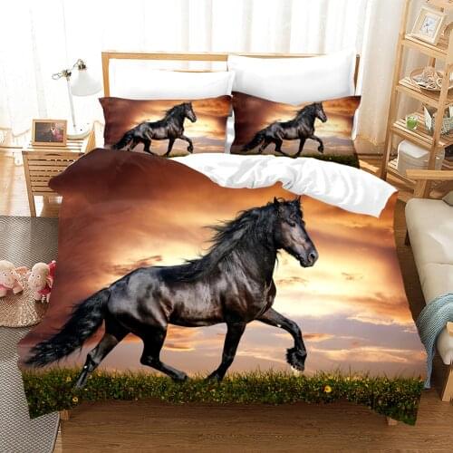 Black Horse Bedding Set Animal Scenery 3d Duvet Cover Set Comforter Bed Linen Twin Queen King Single Size Dropshipping Cool Boys