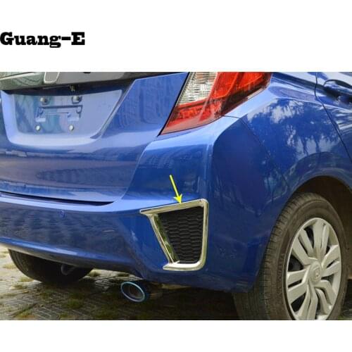 Car body ABS Chrome fiber cover trim back tail rear fog light lamp frame stick part 2pc For Honda Fit jazz 2014 2015 2016 2017