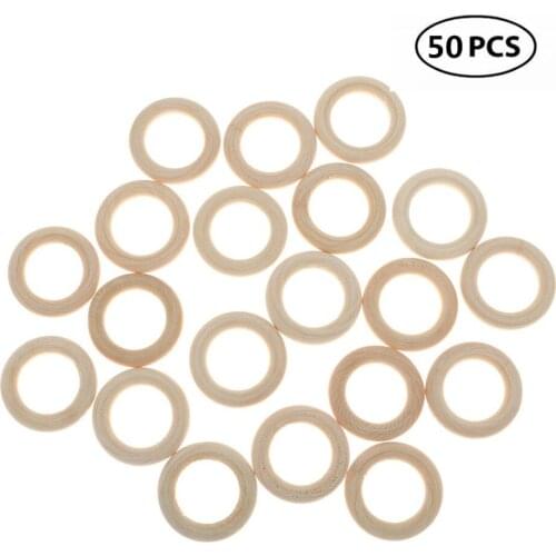 50pcs Wood Rings Circles Unfinished Wood for Craft, Ring Pendant and Connectors Jewelry Making, 1.18 Inch Diameter (30mm)
