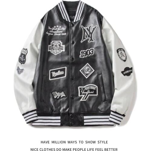 MLBNY Winter&Spring&Autumn Embroid Biker Motorcycle Leather Baseball Jacket Uniform Womens Coat Mens Jacket Bomber Unisex