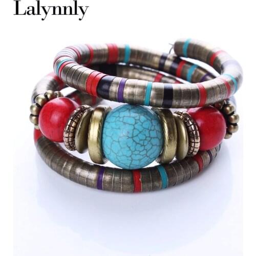 Fashion Bracelets Bangles For Women Tibetan Bracelets & Bangles Stone Inlay Roundness Bead Adjust Bangle B02291
