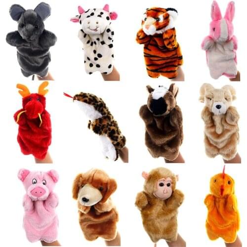 Cartoon Plush Elephant Panda Cat Hand Puppet Doll Learning Educational Toys For Children Marionetes Fantoche Puppets Muppets