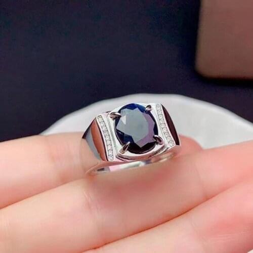 Sapphire Man Ring 925 sterling silver Wholesales Fine jewelry Natural and Real Sapphire Man Ring