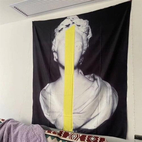 Black And White David Art Tapestry Wall Hanging Decor Bedroom Hippie Gobelin Tapiz Wall Cloth Blanket Room Decoration Curtains