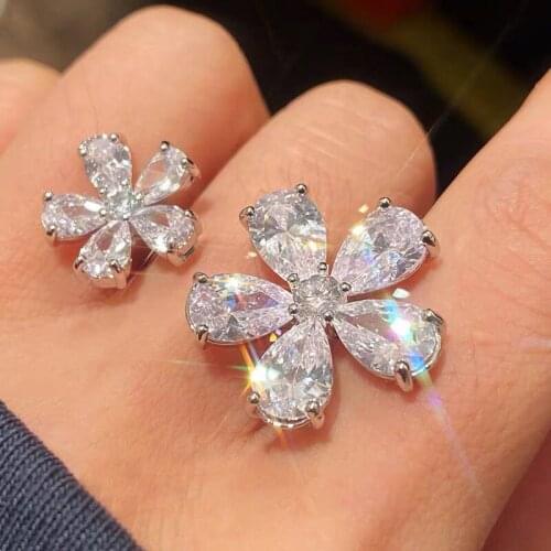 2021New Korea Fashion Luxury Flowers AAAzirconia Open Rings for Women Engagement Anniversary Birthday Gift for Female Wholesale