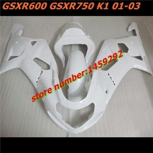 Full white ABS Fairings kit for SUZUKI K1 K2 GSXR600 GSXR750 2001-2003 motorcycle fairing set GSXR 600 750 01 02 03