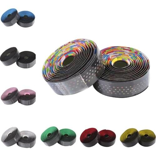 2Pcs Road bike straps breathable sweat-absorbent high quality shockproof shockproof EVA PU handlebar with color surround +2 plug