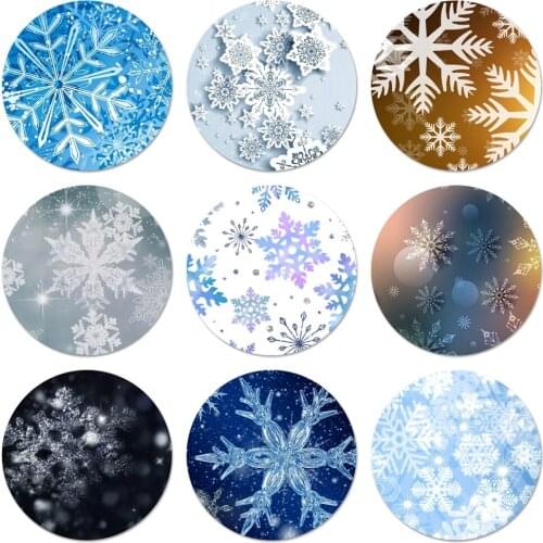 Christmas Snowflakes Icons Pins Badge Decoration Brooches Metal Badges For Clothes Backpack Decoration 58mm