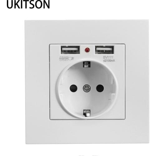 DE Standard Plug Socket AC250V 16A Faceplate Dual USB 2.1A Charger With CE Certificate For EU Germany European