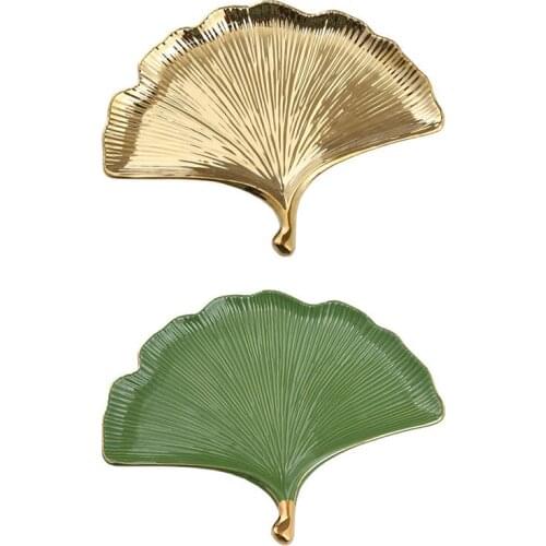 Nordic Style Light Luxury Ginkgo Biloba Ceramic Jewelry Tray Makeup Tray Storage Tray Dessert Tray Decoration Set Tray