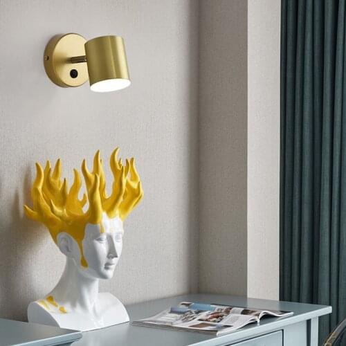 LED Gold Wall Lamp Lighting Sconce Lampara Modern Bedside Bedroom Living Room Study Reading Fixture Indoor Decor Simple Light