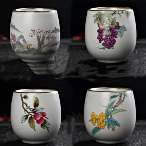 Vintage Tea Cup 100ml Kiln Ceramic High Quality Porcelain Teacup Handpainted Retro Tea Bowl Ceremony Accessories Home Decor