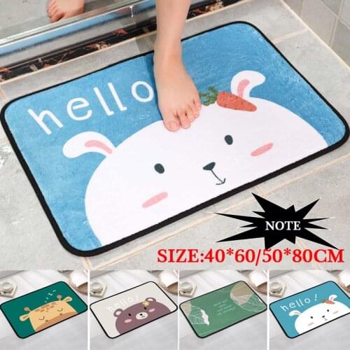 Doormat Bathroom Absorbent Non-Slip Cartoon Animals Pattern Kitchen Floor Decoration Living Room Carpet Floor Mat Home Decor 1Pc