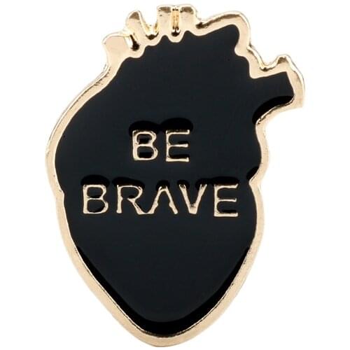 Organ Heart Enamel Pin Brave Heart Letter Brooches Denim Jackets Lapel Pin Badge Medical Jewelry Gift Doctor