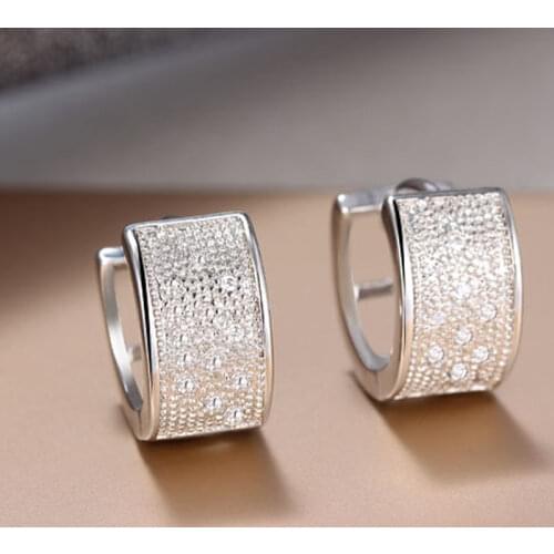 Hot Sale 925 Sterling Silver Earrings Micro Inlaid AAA Row CZ Zircon Stud Earrings for Women Jewelry Gift Pendientes Wholesale