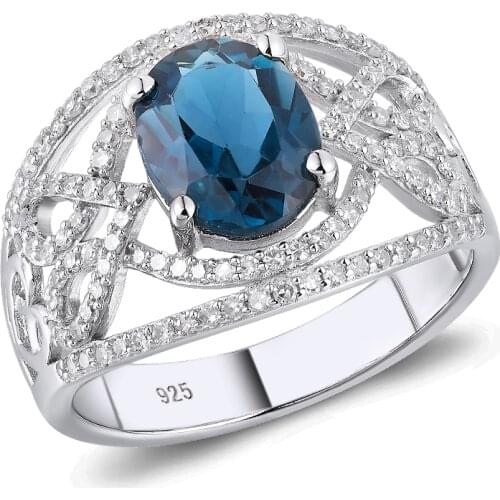 GZ ZONGFA Fashion Custom Luxury Womens Engagement Anniversary Natural Blue Topaz gem 925 Sterling Silver Diamond women rings