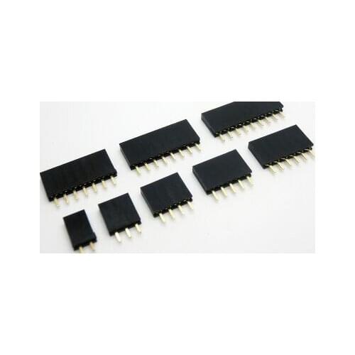 10pcs Single Row Pin Female Header Socket Pitch 2.54mm 1*2p 3p 4p 5p 6p 7p 8p 9p 10p 12p 14p 16p 20p 40p Pin Connector