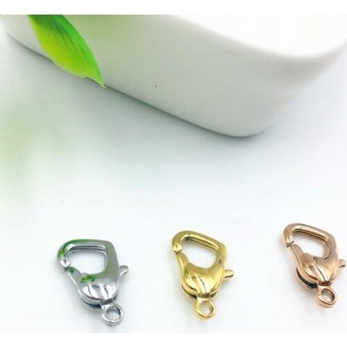 11MM-15MM 316L Stainless Steel Heart Shape Lobster Clasp Chain Buckle Connector Jewelry Making Accessory 3-colors 20pcs/lot