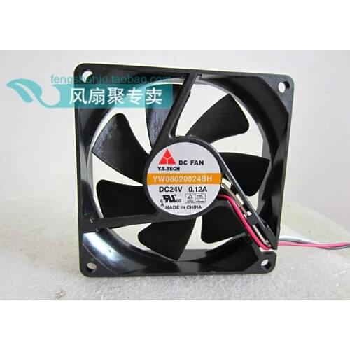 Y.S TECH YW08020024BH DC 24V 0.12A 80x80x20mm 3-wire Server Cooling Fan