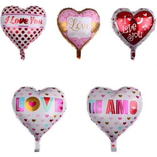 50pcs 18inch I Love You Foil Balloons Lovely Flower Heart Mylar Balloons Wedding Happy Valentines Day Helium Air Ball Supplies