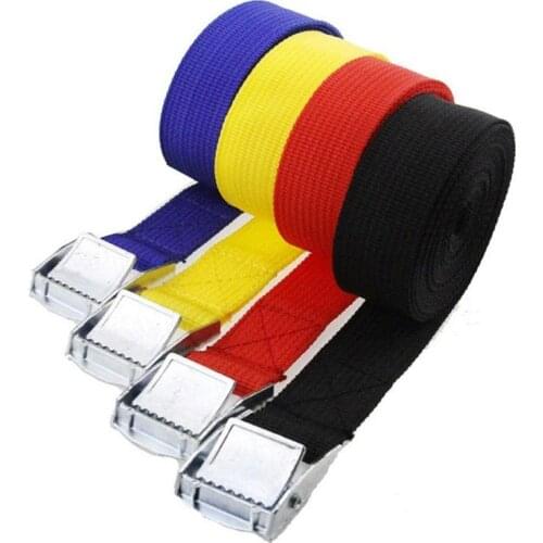 Car Tie Down Strap Ratchet Belt Luggage Bag Cargo Lashing Metal Buckle 2 Meter Press Buckle Strap Candy Color