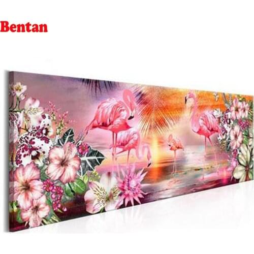Large DIY Diamond Painting Cross Stitch Flamingo flower Diamond embroidery,almaznaya, Needlework, 5D Mosaic Home Decorative