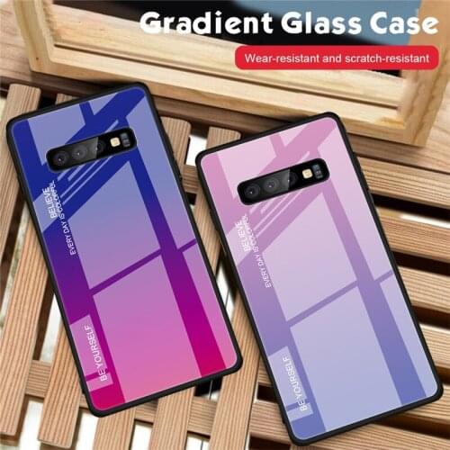 Ultra Thin Gradient Glass Mobile Phone Bag Case For Samsung s8 s9 s10 Plus note8 note9 M10 M20 M30 A8S A30 A50 A10 Back Cover