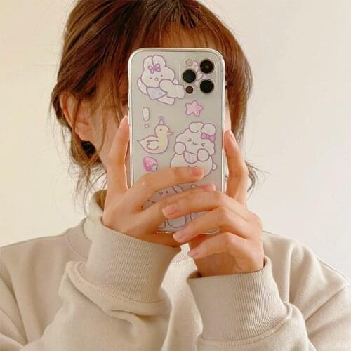 Phone case mobile shell for iphone11 XR XS 7/8/SE 2020 11pro Xs 7p/8plus X/Xs 12 12pro/max 12mini ins cute girl New pink bunny