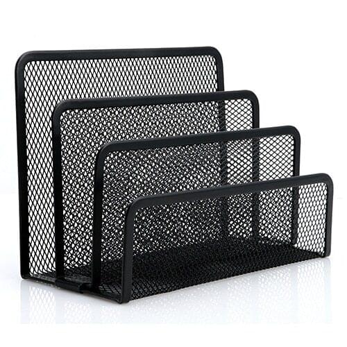 1Pc Black Metal Mesh Letter Sorter Mail Business Document Tray Desk Office File Organiser Holder Suitable for Office
