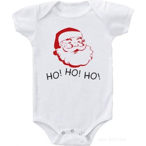 New Newborn Baby Boys Girls Short Sleeve Letter Print Christmas Cotton Romper Comfortable Baby Clothes White