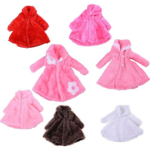 For 1/6 BJD Doll Kids Playhouse Toy Doll Accessories Winter Warm Wear Pink Fur Coat Clothes For Mini Dolls Fur Doll Clothing