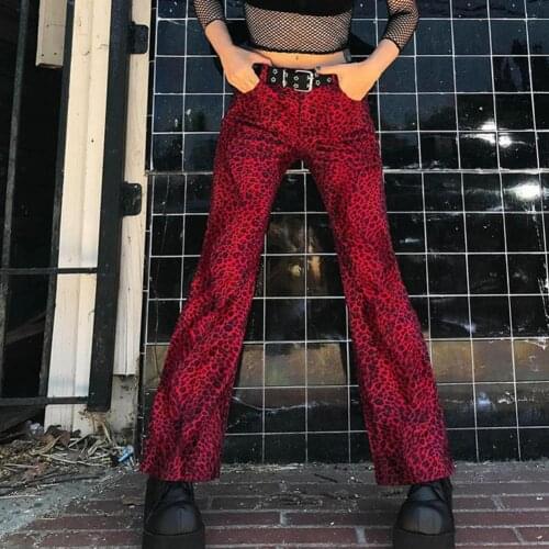 Leopard Print High Waist Jeans Woman Wide Leg Denim Girlfriend Streetwear Clothing 2020 Fashion Harajuku Pocket Straight Pants