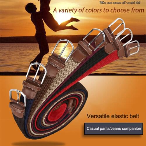 Tourzoo Casual Knitted Pin Buckle Women Belt Woven Canvas Elastic Expandable Braided Stretch Belts Plain Webbing Strap