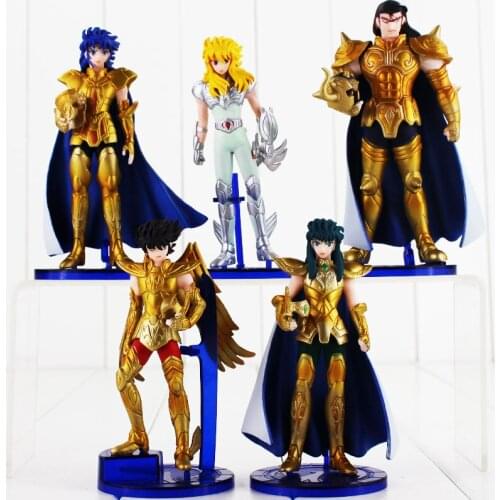 5Pcs/Set Saint Seiya Warior Figure Toys Shiryu Shun Hyoga Jabu Seiya Golden Knights of The Zodiac Model Dolls