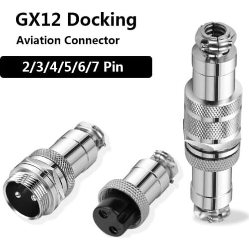 GX12 Docking 2 3 4 5 6 7Pin Male& Female Circular Panel 12mm Metal Aviation Connector Butt Joint Aviation Plug Socket