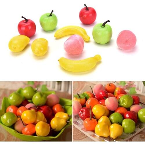 Artificial Fake Fruits Vegetables Plastic Lifelike Decorative Fruit Banana Apple New Bunch Lifelike Artificial Grapes Plastic