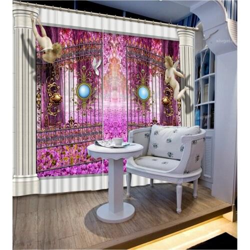 Beautiful Photo Fashion Customized 3D Curtains angel curtains pink curtain Blackout curtain