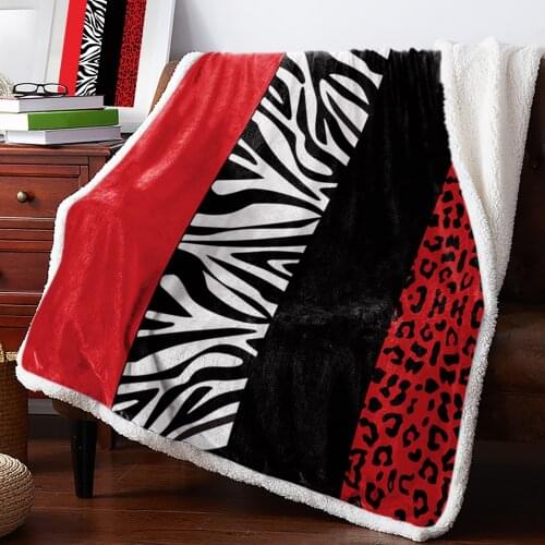 Red Zebra Leopard Print Throw Blanket Soft Fleece Blankets Winter Blanket Portable Picnic Blankets Bedclothes