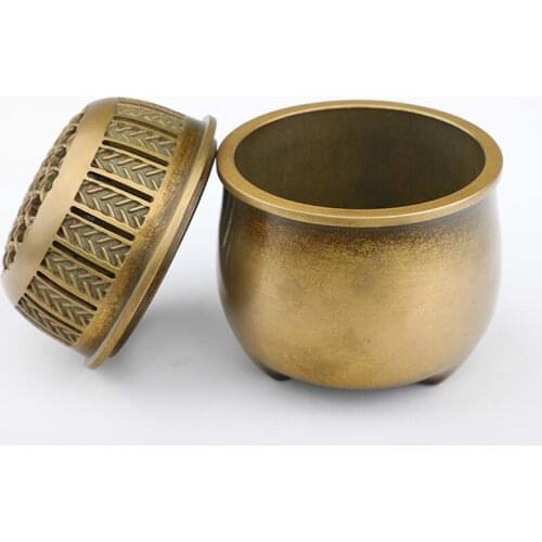 Pure copper incense burner household antique portable small incense burner Zen incense plate incense burner sandalwood sink