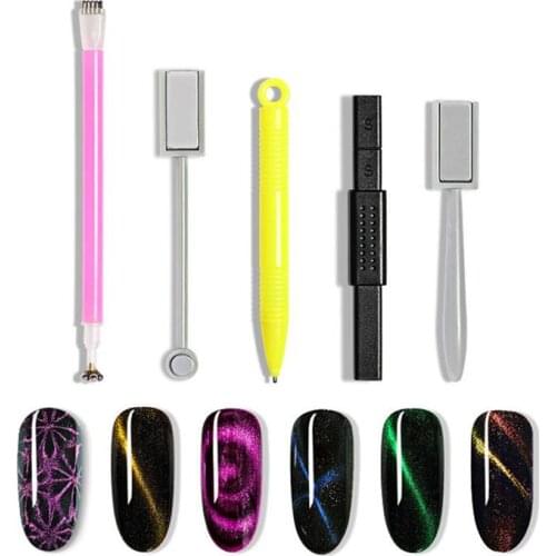 1 Set 5pcs Nail Tool Practical Lightweight Durable Prfrofessional Reusable Nail Magnet Tool Cat Eye for Family Nail Salon Friend