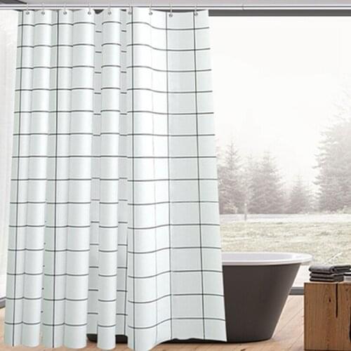 Fashion Black & White Plaid Shower Curtain Mildewproof Waterproof Bathroom Partition Curtain Bath Moisture-Proof Shower Curtain