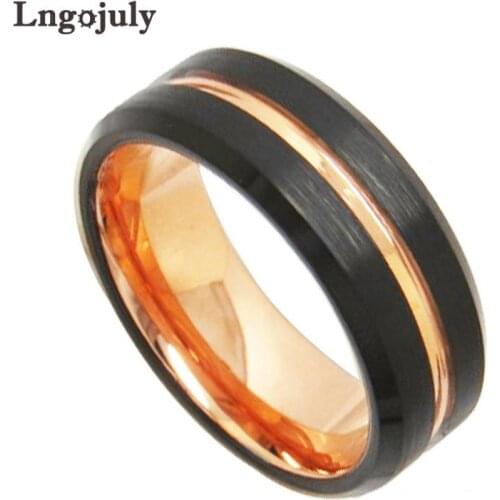 Fashion RoseGold&Black Couple Ring Tungsten Carbide Ring Wedding Ring Jewelry Engagement Party Tungsten Ring For Men Women Gifts