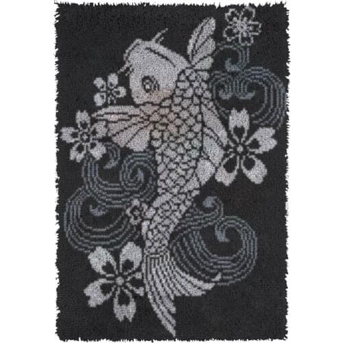 Latch Hook Rug Kits Fish Crocheting Carpet Rug 100% Acrylic Yarn Cushion Mat DIY Carpet Rug Home Decor 61cmX85cm