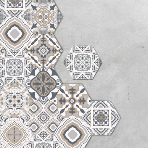 YOUMAN Black White Gray DIY Floor Stickers Hexagon Removable Waterproof Anti Oil Wall Art Bathroom Bedroom Decoration Wallpaper
