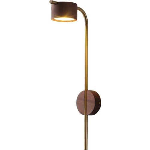 Nordic Modern Copper Wall Sconce High Quality Walnut/Ash Wood LED Wall Lights For Parlor Bedroom Sofa Corridor Decoration