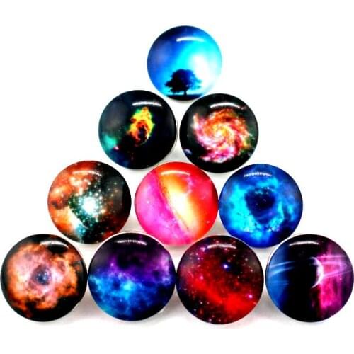 New Arrival 20pcs/lot Starry Sky Snap Buttons Charms Print Glass Buttons Fit DIY Snap Bangle Jewelry