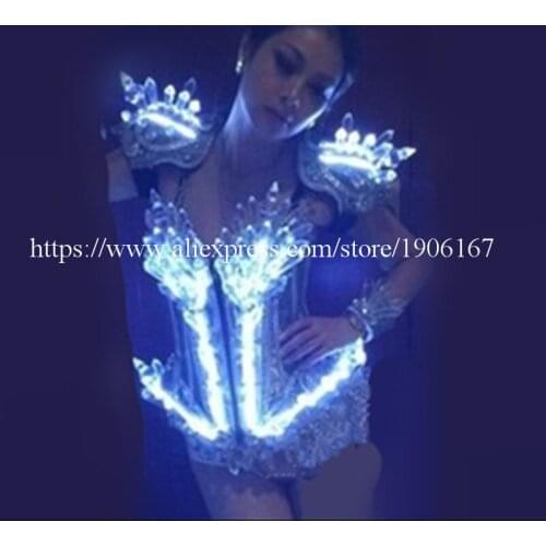 New Design Led Luminous Sexy Women crystal Party Dress Led Light Growing Stage DS Costume Clothes Dance Wear For Event Supplies